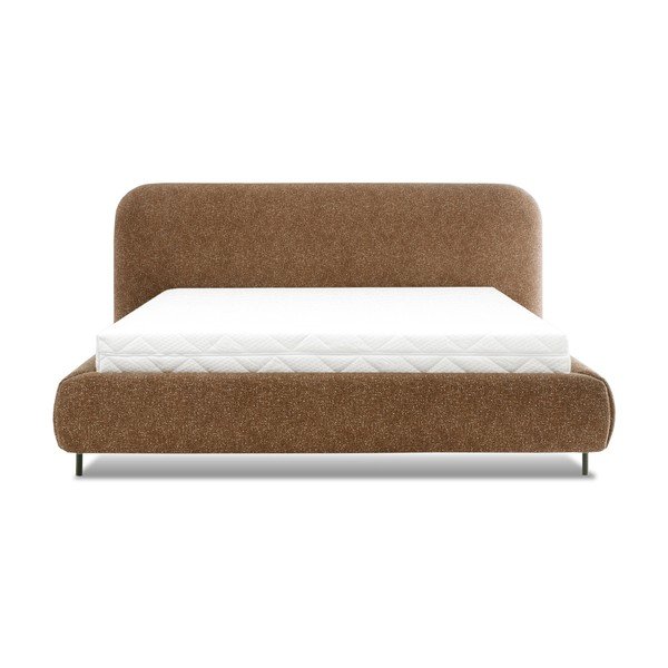 Pat matrimonial galben ocru tapițat cu spațiu de depozitare cu somieră 140x200 cm Pointt – ELTAP-image-3