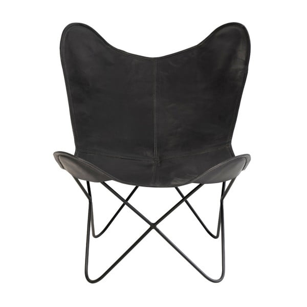 Fotoliu din piele tip fluture sømcasa Farfalla, negru-image-2