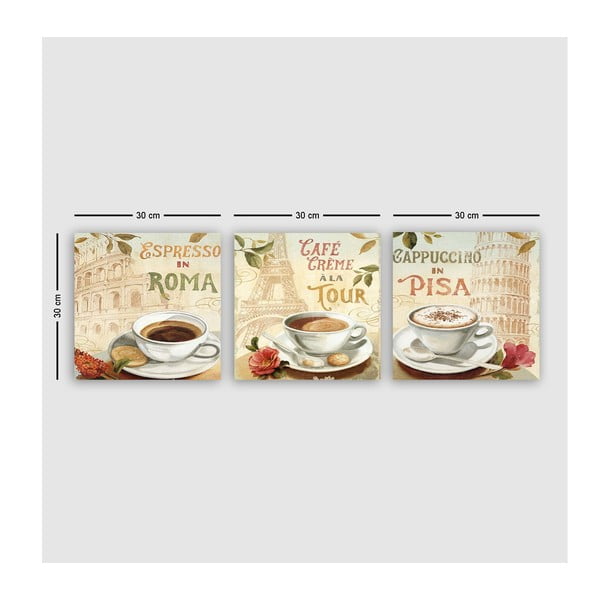 Tablouri 3 buc. 30x30 cm Italy – Wallity-image-2