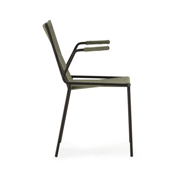 Scaune de dining verzi cu cotiere/stivuibile 2 buc. din metal Emily – Marckeric-image-4