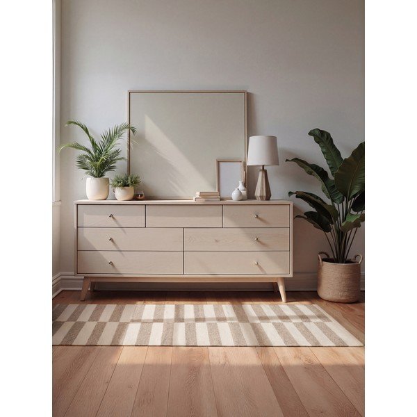 Covor alb/maro deschis reversibil/țesut manual din lână 80x150 cm Vika – Hanse Home-image-1