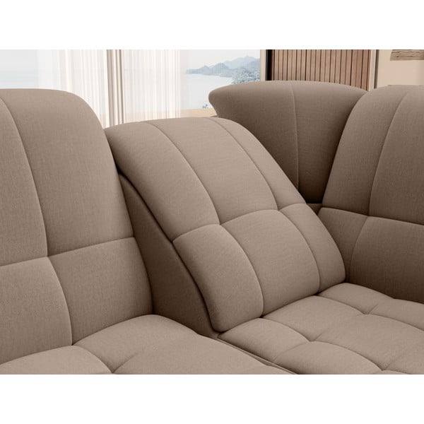 Colțar maro extensibil/cu spațiu de depozitare cu tapițerie din catifea (cu colț pe partea dreaptă/în formă de ”L”) Sado – ELTAP-image-1