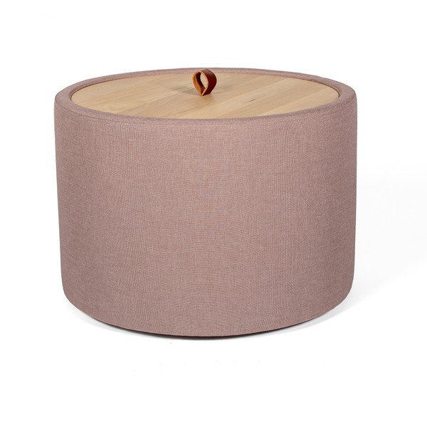 Măsuţă auxiliară cu spaţiu de depozitare şi panou detaşabil din stejar, culoare roz, ⌀ 56 cm, Askala Ibisco-image-4