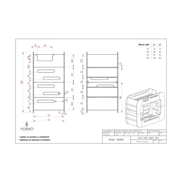 Pat pentru copii  în culoare naturală supraetajat cu spațiu de depozitare 90x200 cm Mundo – Adeko-image-4