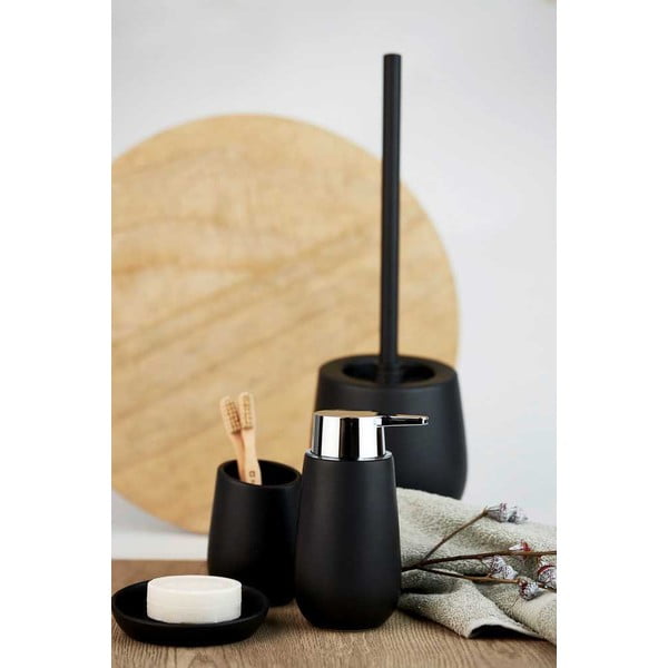 Perie de WC negru-mat din ceramică Badi – Wenko-image-2