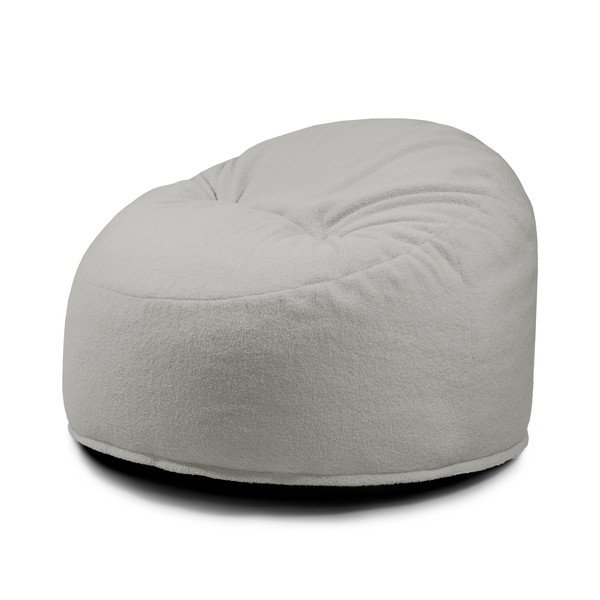 Fotoliu puf pentru copii gri deschis cu tapițerie din țesătură bouclé Om 85 – SLOWDOWN