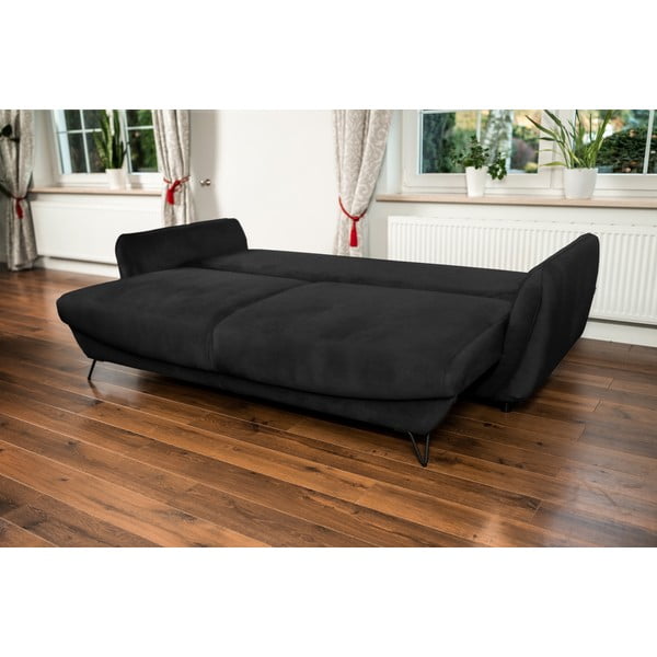 Canapea neagră extensibilă/cu spațiu de depozitare cu tapițerie din chenille 236 cm Silva – ELTAP-image-2
