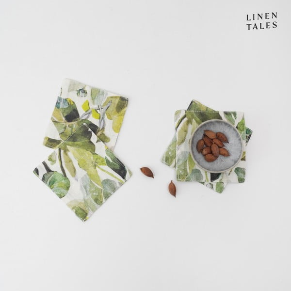 Coasters verde 4 buc. din material textil Lotus – Linen Tales