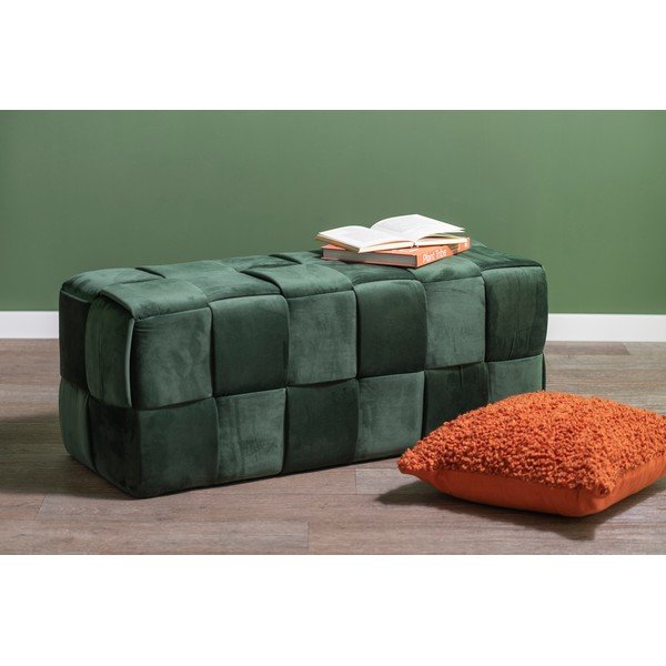 Taburet verde închis cu tapițerie din catifea Weaved – Leitmotiv-image-1