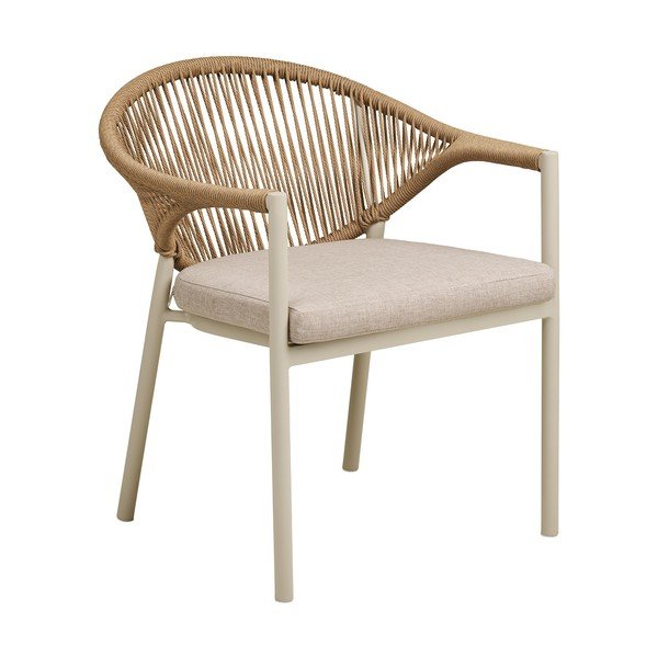 Scaun de grădină bej din metal/capitonat Abela – House Nordic