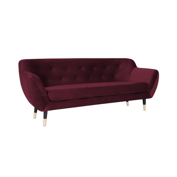 Canapea Mazzini Sofas AMELIE cu picioare negre, vișiniu, 188 cm-image-2