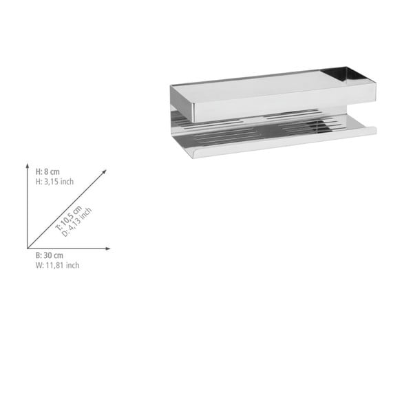 Raft pentru baie argintiu lucios autoadeziv din oțel inoxidabil Genova – Wenko-image-2