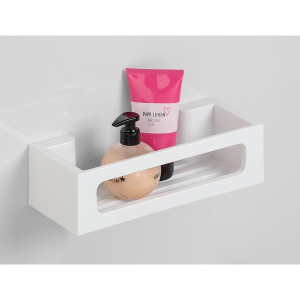 Raft pentru baie alb mat autoadeziv cu Turbo-Loc din plastic Bralia – Wenko-image-1