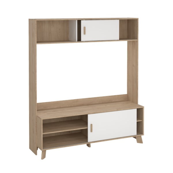 Set TV alb-în culoare naturală cu aspect de lemn de stejar 159x181x48 cm Ikast – Tvilum-image-4