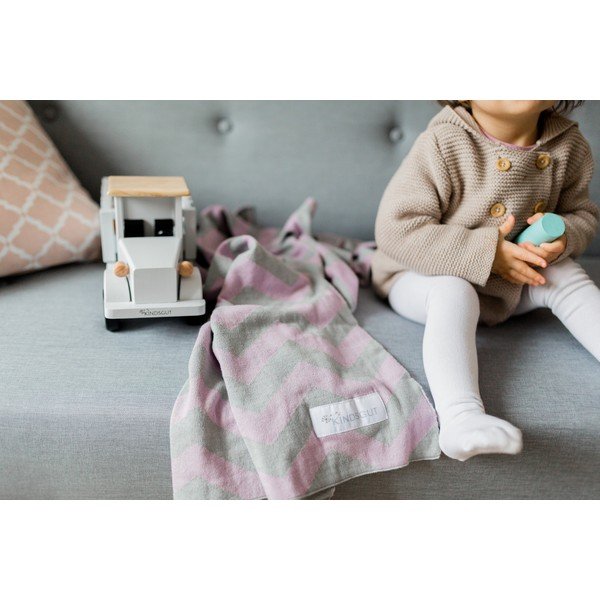 Pătură din bumbac pentru copii Kindsgut Zigzag, 80 x 100 cm, roz-bej-image-4