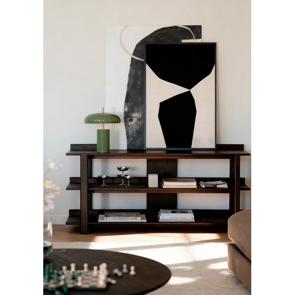 Masă consolă în culoare naturală închisă cu blat cu aspect de lemn de stejar 43x150 cm Kilian – Rowico-image-1