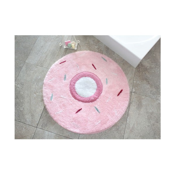 Covor Confetti Bathmats Donout, Ø 90 cm, roz - alb