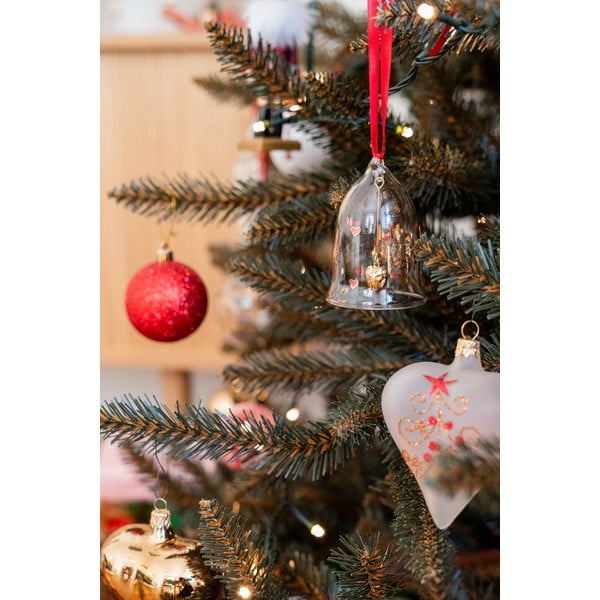 Set 3 globulețe albe de Crăciun din sticlă în formă de inimă Ego Decor-image-1