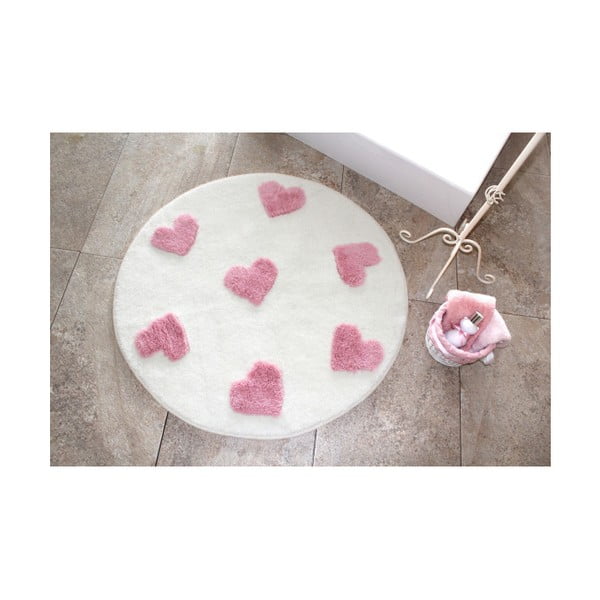 Covor Confetti Bathmats Molia, Ø 90 cm, alb - roz