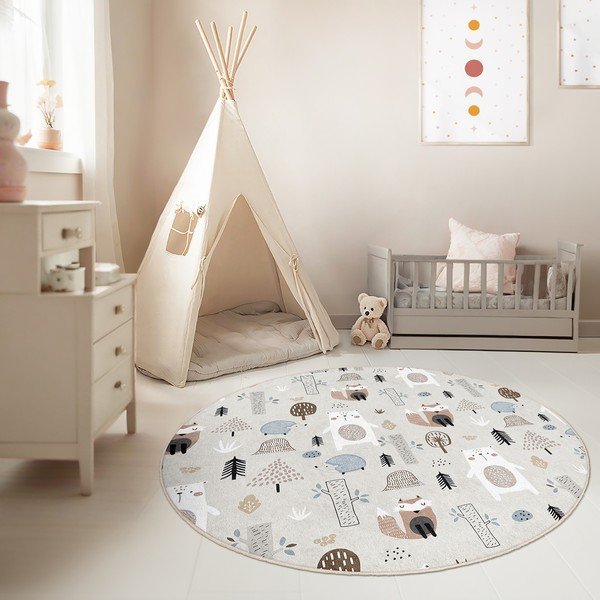 Covor pentru copii lavabil ø100 cm Forest Friends – Mila Home-image-1