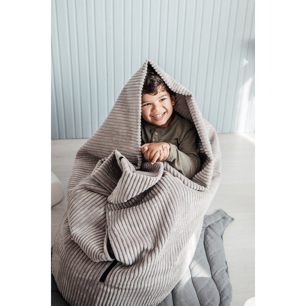 Fotoliu puf pentru copii maro cu tapițerie din țesătură bouclé Cocoon 100 – SLOWDOWN-image-1