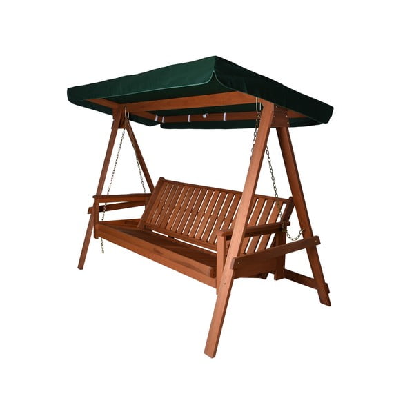 Balansoar de grădină verde/ din lemn Vegas Lux - Rojaplast-image-2