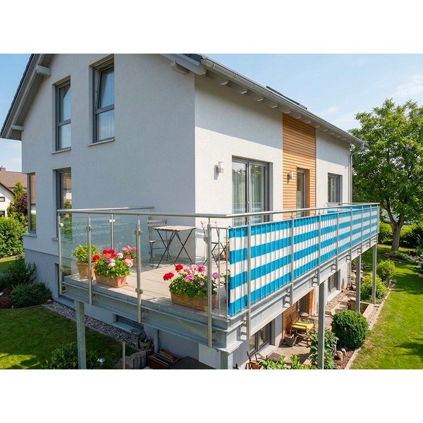 Paravan pentru balcon alb/albastru din plastic 500x90 cm – Garden Pleasure