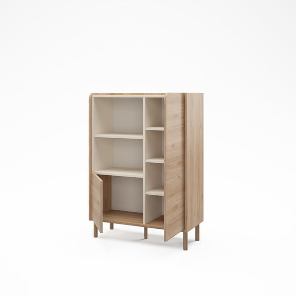 Dulap în culoare naturală cu aspect de lemn de stejar 90x125x40 cm Monza – Marckeric-image-2