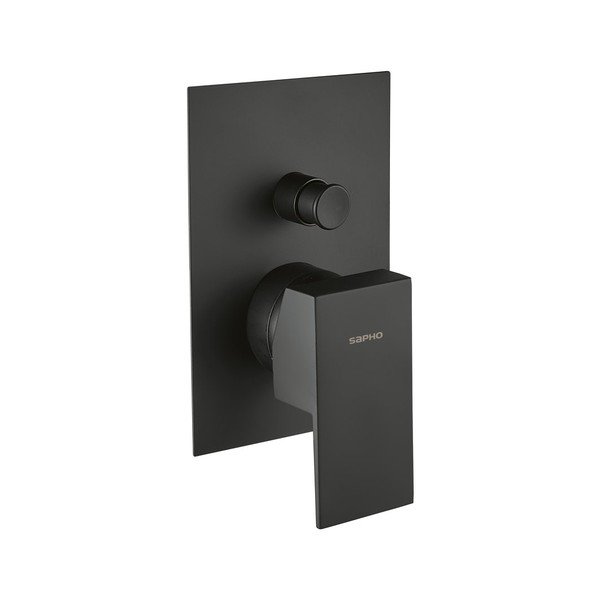 Baterie negru-mat pentru duș încastrată (2 ieșiri) Latus – Sapho
