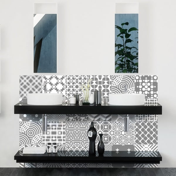 Set 24 autocolante pentru perete Ambiance Modern Tiles, 10 x 10 cm