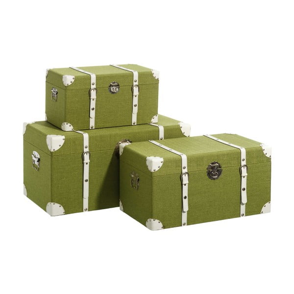 Set 3 valize pentru depozitare Tropicho, verde