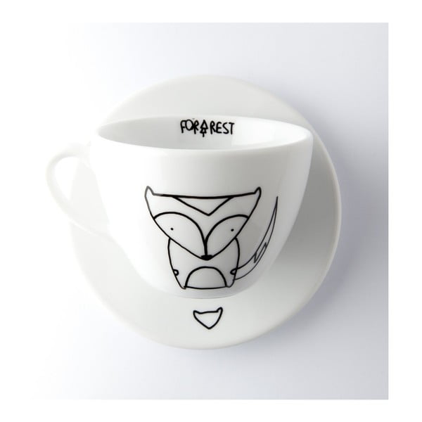 Ceașcă pentru cafea cu farfurie FOR.REST Design Fox, 200 ml