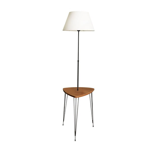 Lampadar alb/în culoare naturală cu abajur textil (înălțime 147 cm) – Opviq lights