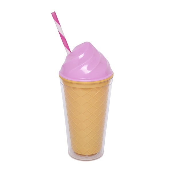 Pahar cu pereți dubli Sunnylife Ice Cream, 470 ml, roz