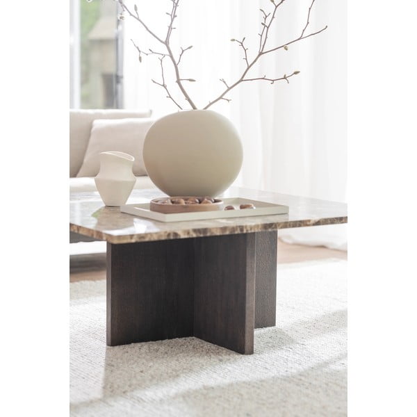 Măsuță de cafea maro/în culoare naturală din marmură 90x90 cm Brooksville - Rowico-image-1