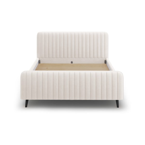 Pat matrimonial 140x200 cm bej tapițat cu somieră inclusă Lily - Micadoni Home-image-2