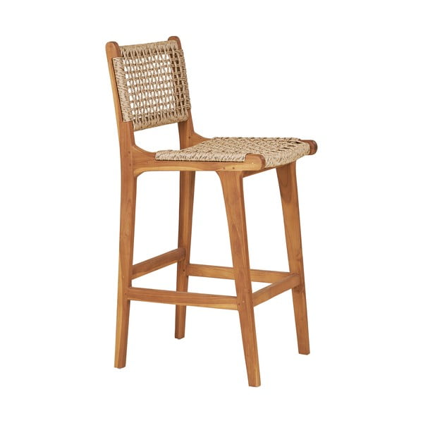 Scaun de bar în culoare naturală din lemn de tec (înălțime șezut 60 cm) Derby – House Nordic-image-3