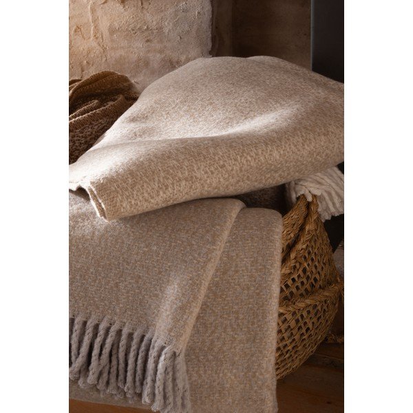 Pătură bej din amestec de bumbac 140x180 cm Rennes – Euromant-image-4