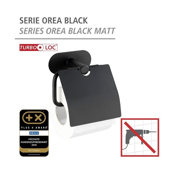 Suport de perete pentru hârtie igienică Wenko Orea, negru-image-3