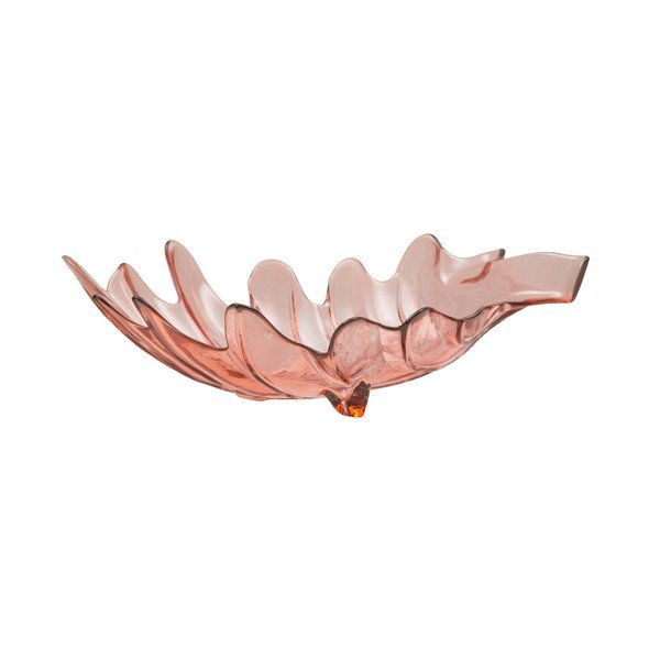 Bol din sticlă reciclată Mauro Ferretti Leaf, 33 x 20 cm, roz-image-2