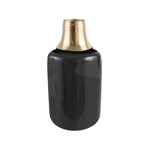 Vază cu detalii aurii PT LIVING Shine, înălțime 28 cm, negru