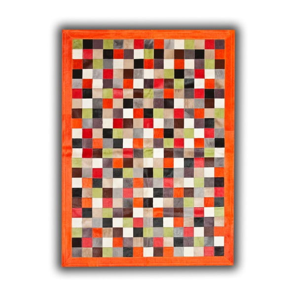 Covor din piele naturală Pipsa Multi Orange, 140 × 200 cm