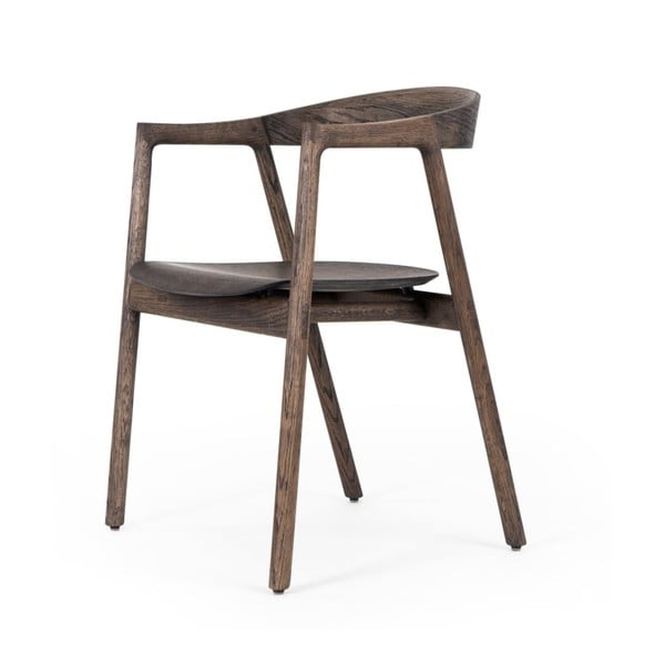 Scaun de dining maro din lemn  de stejar Muna – Gazzda