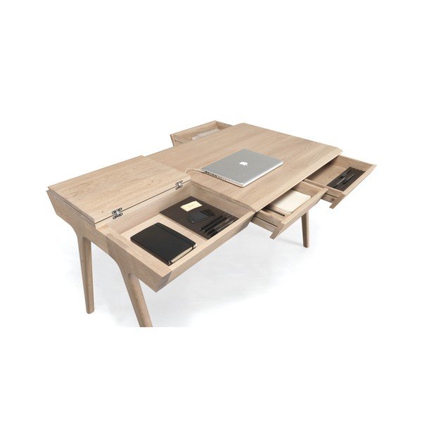 Birou de lucru din lemn de stejar cu spaţiu pentru depozitare Wewood - Portuguese Joinery Metis-image-2