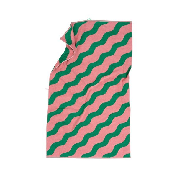 Prosop verde/roz din bumbac 90x150 cm Waves – Jotex-image-2