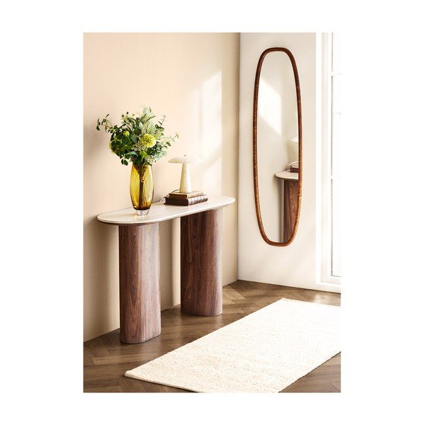 Masă consolă bej/maro închis cu blat ceramic 40x120 cm Delphi – House Nordic-image-2