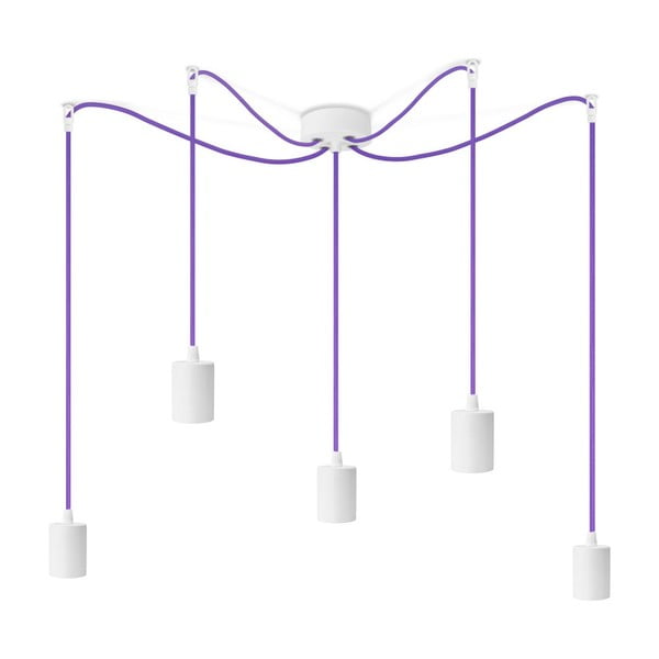 Lustră cu 5 cabluri Bulb Attack Cero, violet - alb