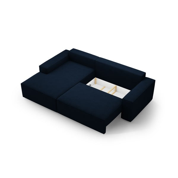 Colțar albastru închis extensibil cu tapițerie din țesătură bouclé (cu colț pe partea stângă ) Jodie – Micadoni Home-image-4