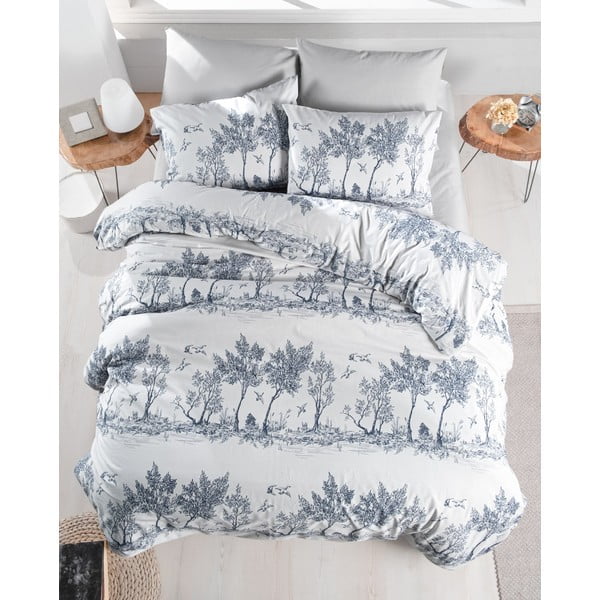 Lenjerie de pat alb-albastru din bumbac pentru pat de o persoană 140x200 cm Fantasy – Mijolnir