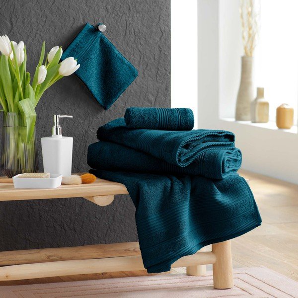 Prosop albastru închis din bumbac din frotir 30x50 cm Tendresse – douceur d'intérieur-image-2